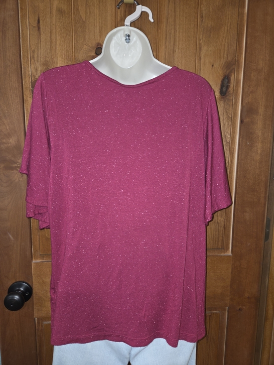 Apt. 9 Berry Speckled Scoop Neck Flutter Sleeve Top - Picture 5 of 7
